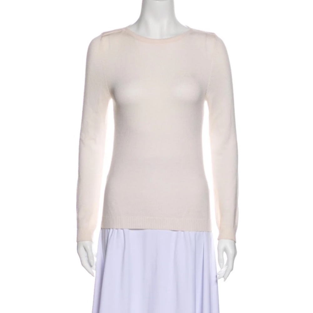 Jenni Kayne Merino Wool Bateau Neckline Top. Cream, Size Medium.